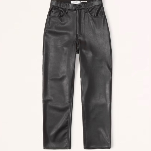 Abercrombie & Fitch|| Vegan Leather Ankle Straight Pant, Size 8 Holiday Pants - Picture 1 of 11